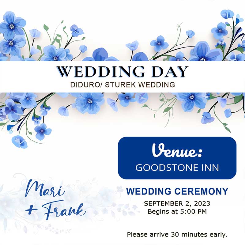 Wedding of Wedding of ​Mari DiDuro and Frank Sturek - Goodstone Inn - Oct 2023